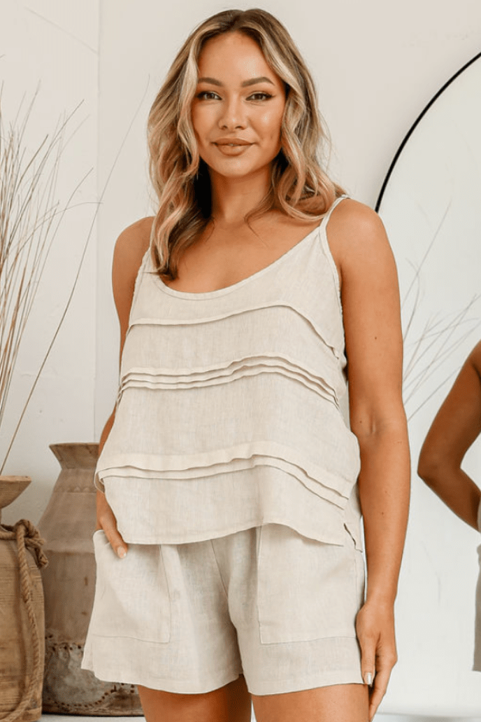 Caldo Singlet Top - Sand - FA7 - Pizazz BoutiqueFree Angel