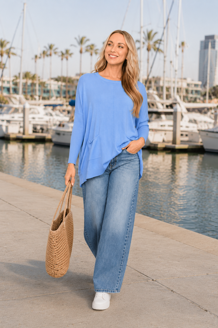 Two Pocket Harriet Jumper - Ice Blue -  CC23