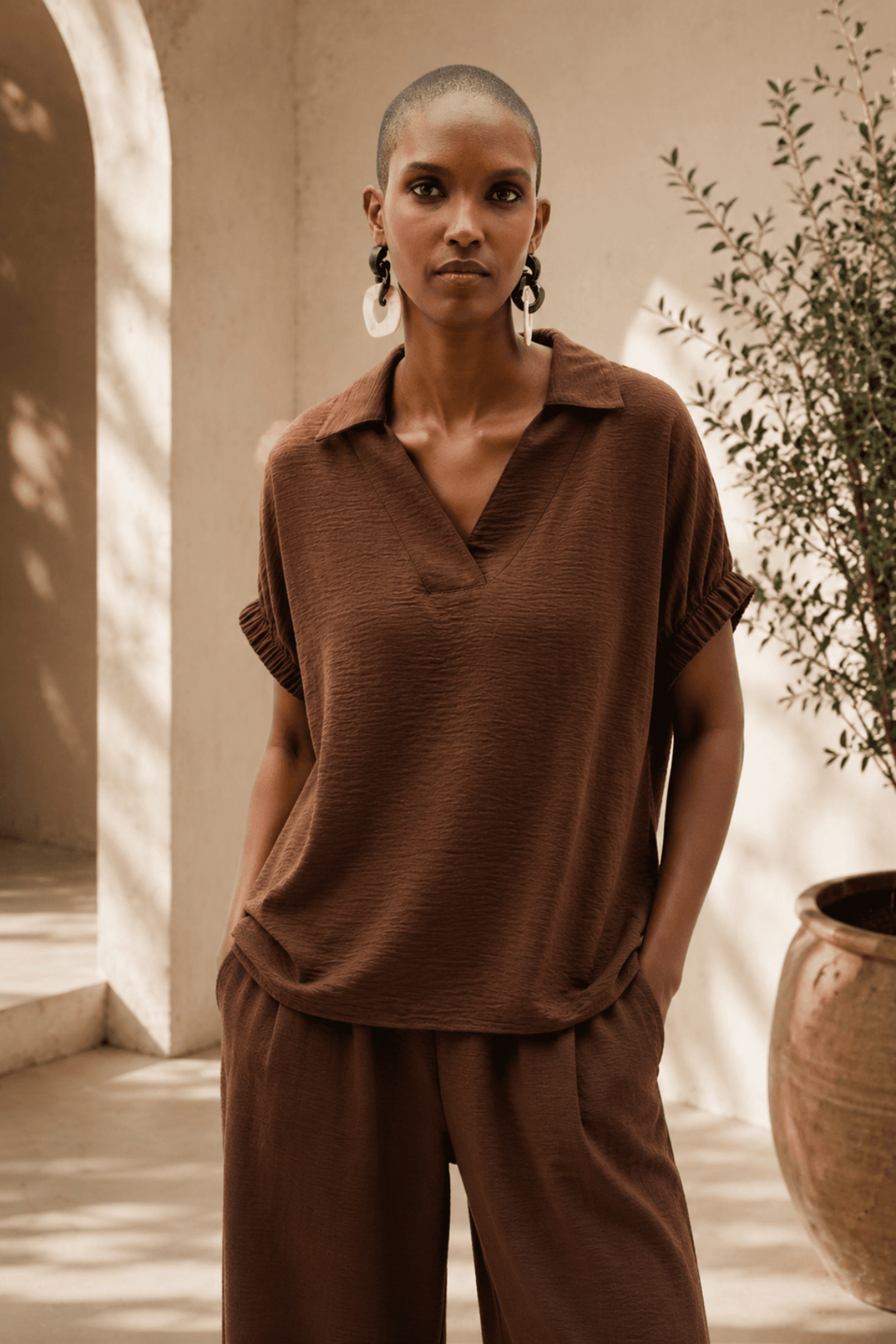 Cally Top - Chocolate - JR25 - Pizazz BoutiqueJoseph Ribkoff