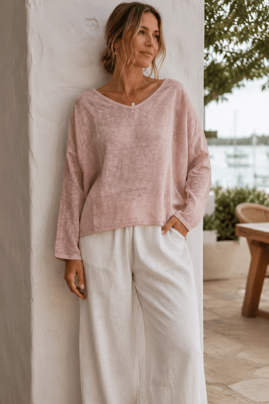 Calypso Linen Top - Blush - CG7 - Pizazz BoutiqueCindy G