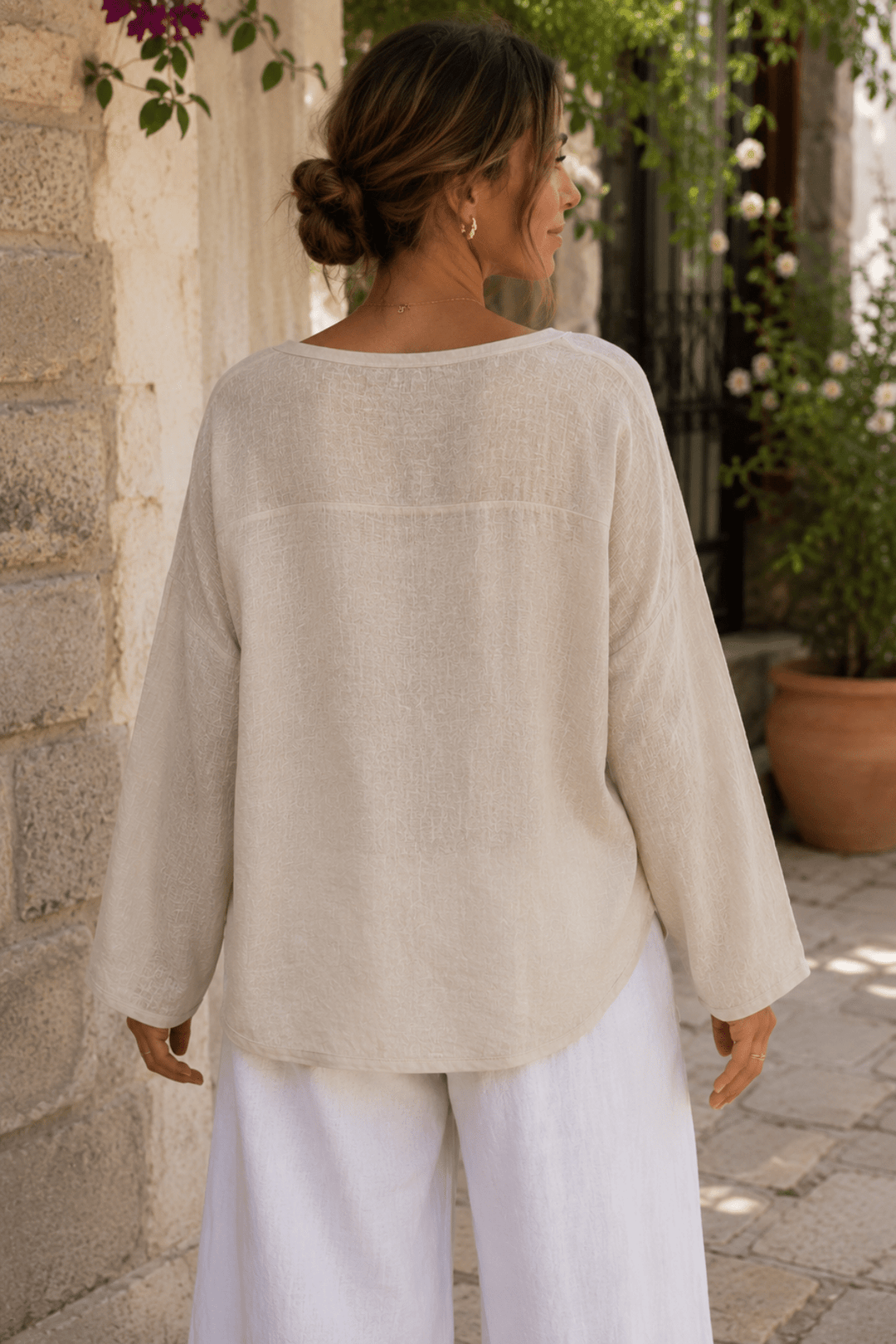 Calypso Linen Top - Sand - CG7 - Pizazz BoutiqueCindy G