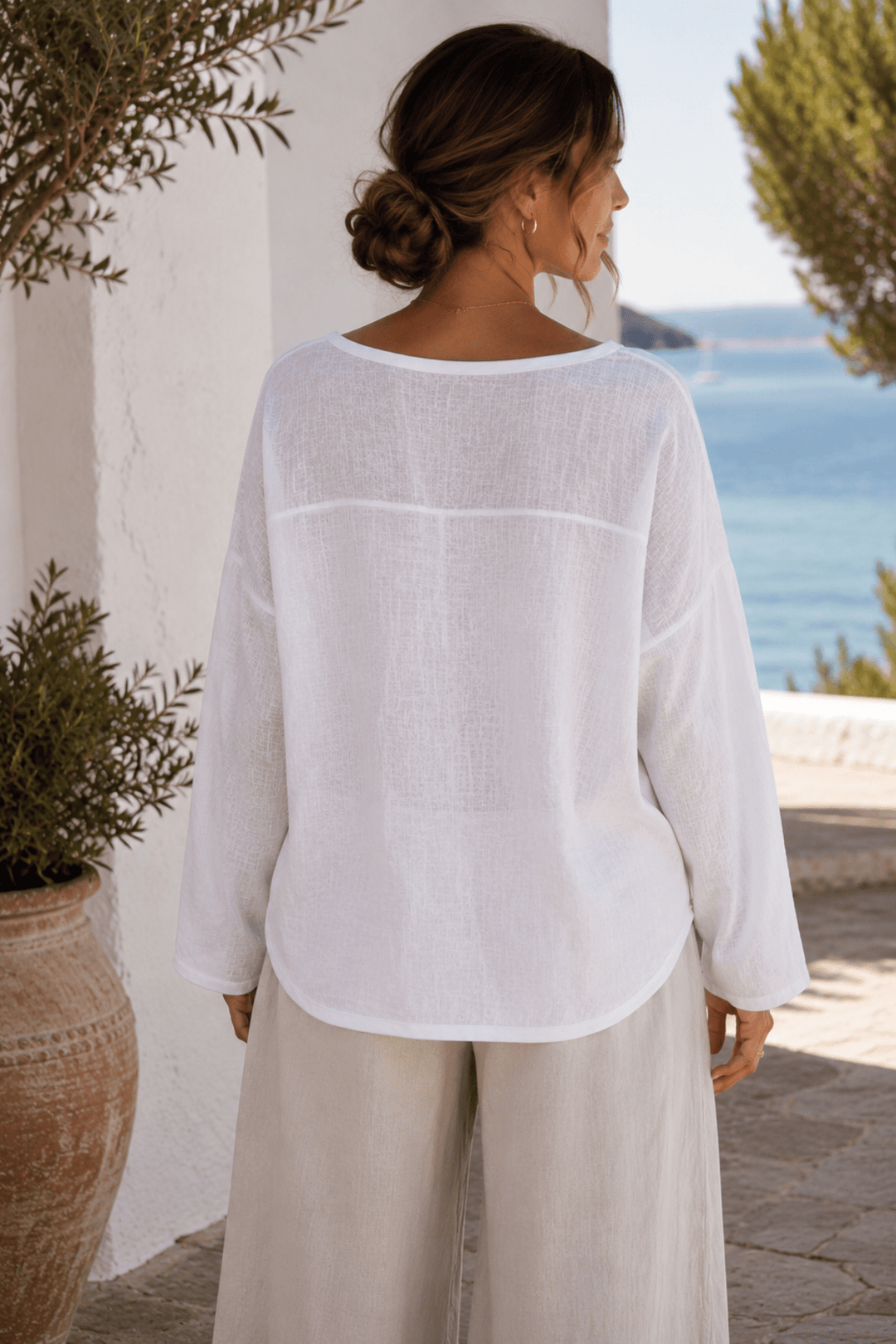 Calypso Linen Top - White - CG7 - Pizazz BoutiqueCindy G