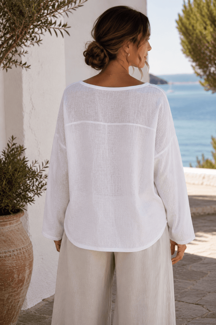 Calypso Linen Top - White - CG7 - Pizazz BoutiqueCindy G