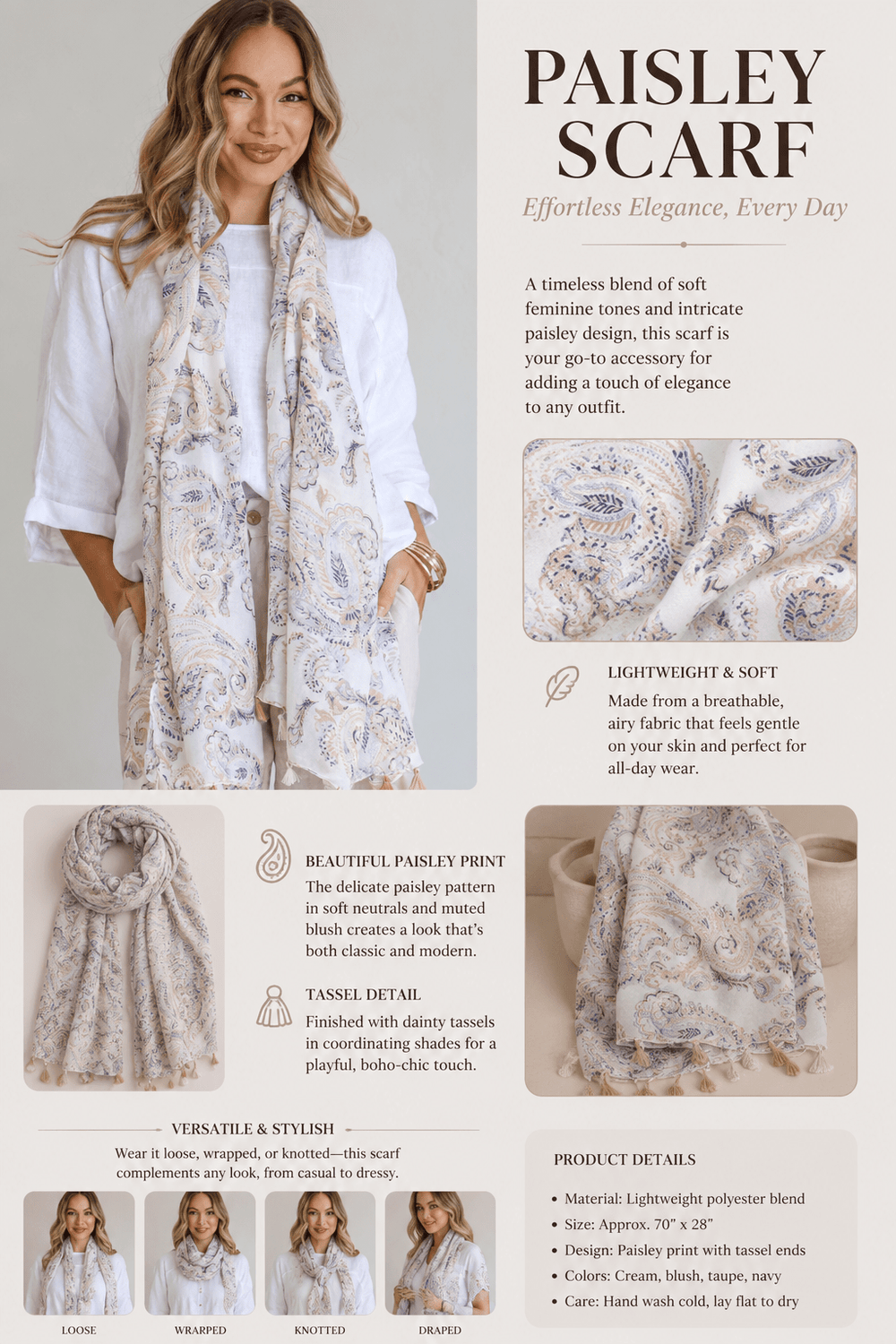 Camelia Scarf - Paisley - FR5 - Pizazz BoutiqueFree Spirit
