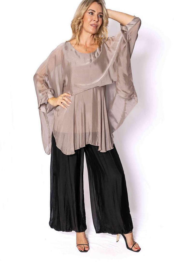 Cameron Silk Top - Taupe - TIC7