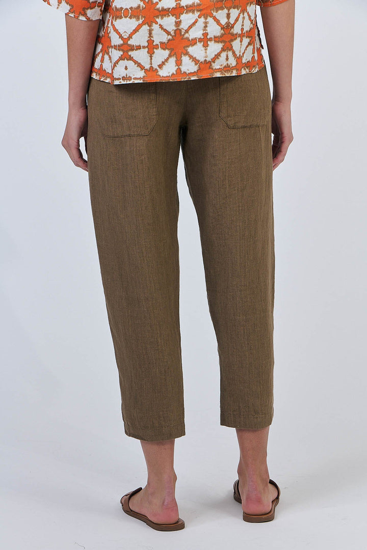 Cara Linen Pant - Tobacco - OJ63 - Pizazz BoutiqueNaturals By O & J