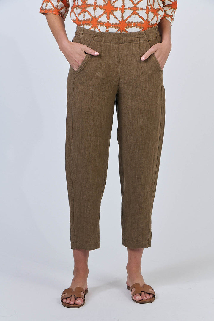Cara Linen Pant - Tobacco - OJ63 - Pizazz BoutiqueNaturals By O & J