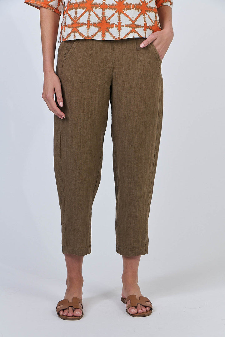 Cara Linen Pant - Tobacco - OJ63 - Pizazz BoutiqueNaturals By O & J