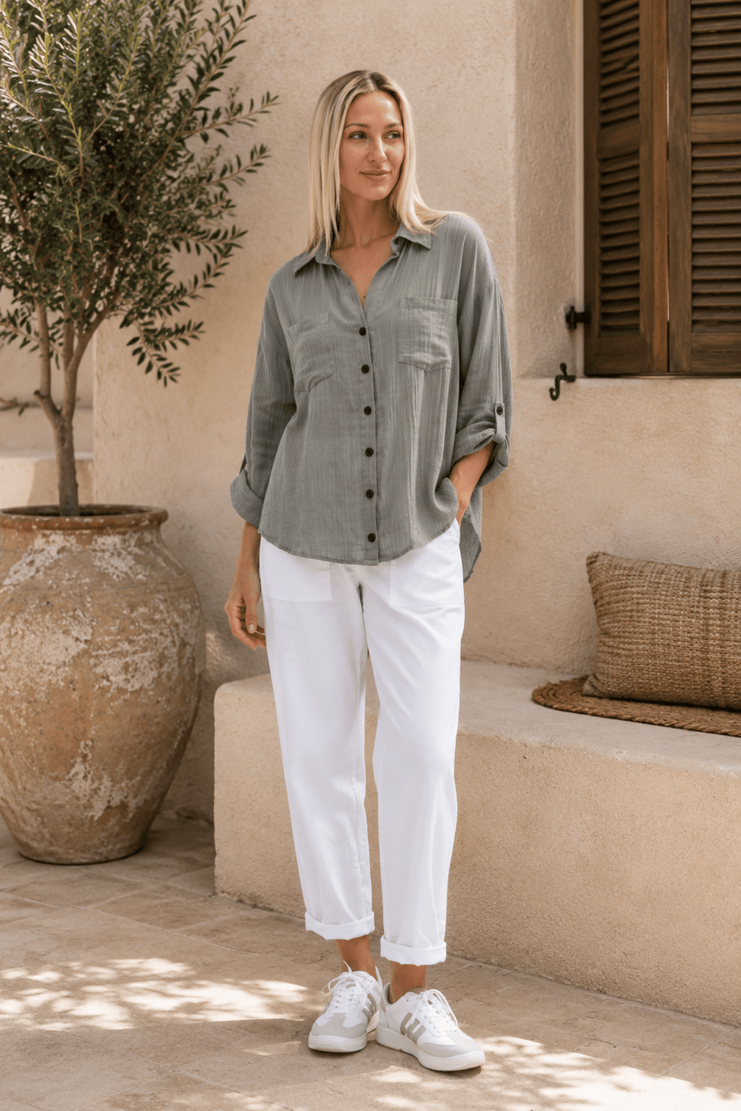 Carmen II Shirt - Khaki - CB81 - Pizazz BoutiqueCarbon The Label