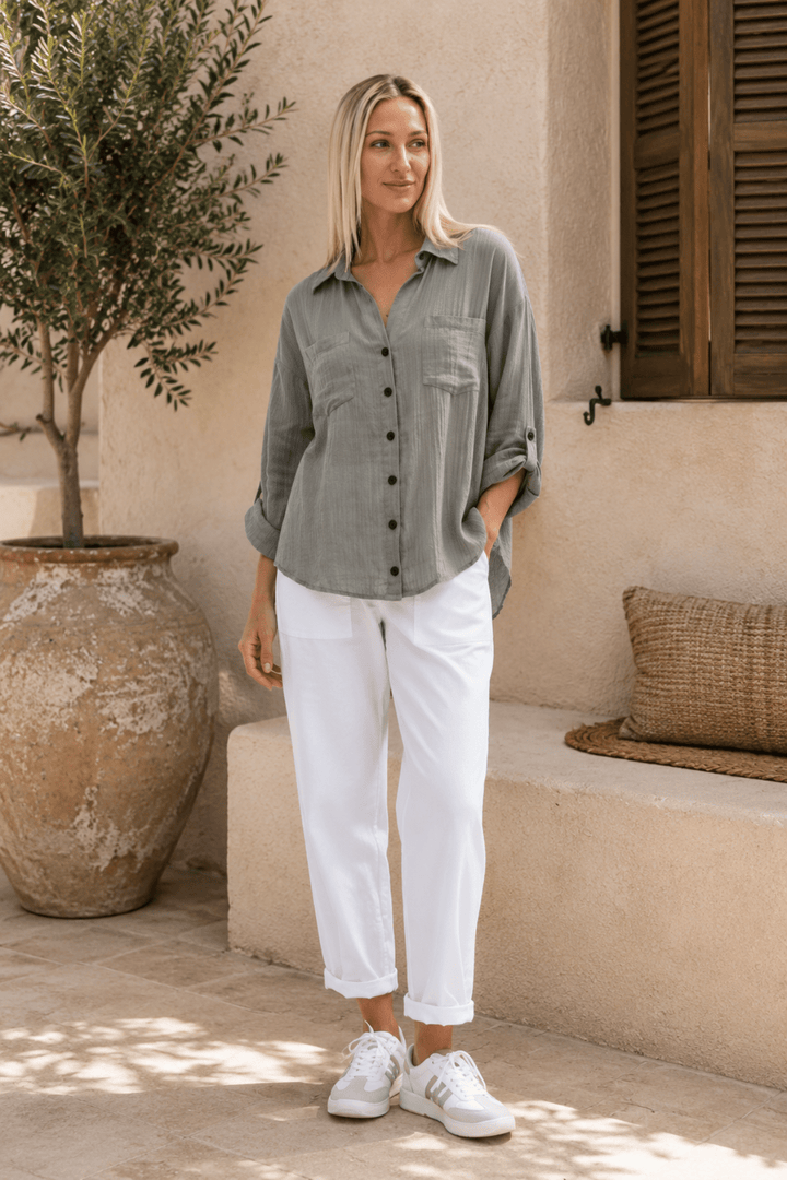 Carmen II Shirt - Khaki - CB81 - Pizazz BoutiqueCarbon The Label