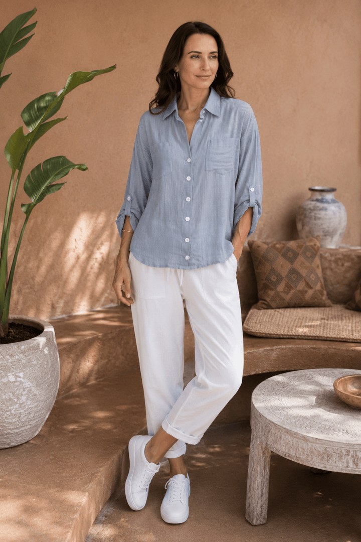 Carmen II Shirt - Slate Blue - CB81 - Pizazz BoutiqueCarbon The Label