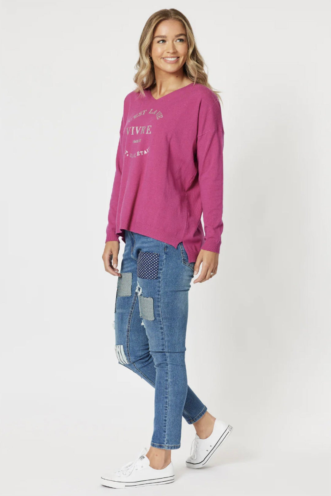 Cest La Vie Sweat - Fuchsia - TZ21 - Pizazz BoutiqueThreadz