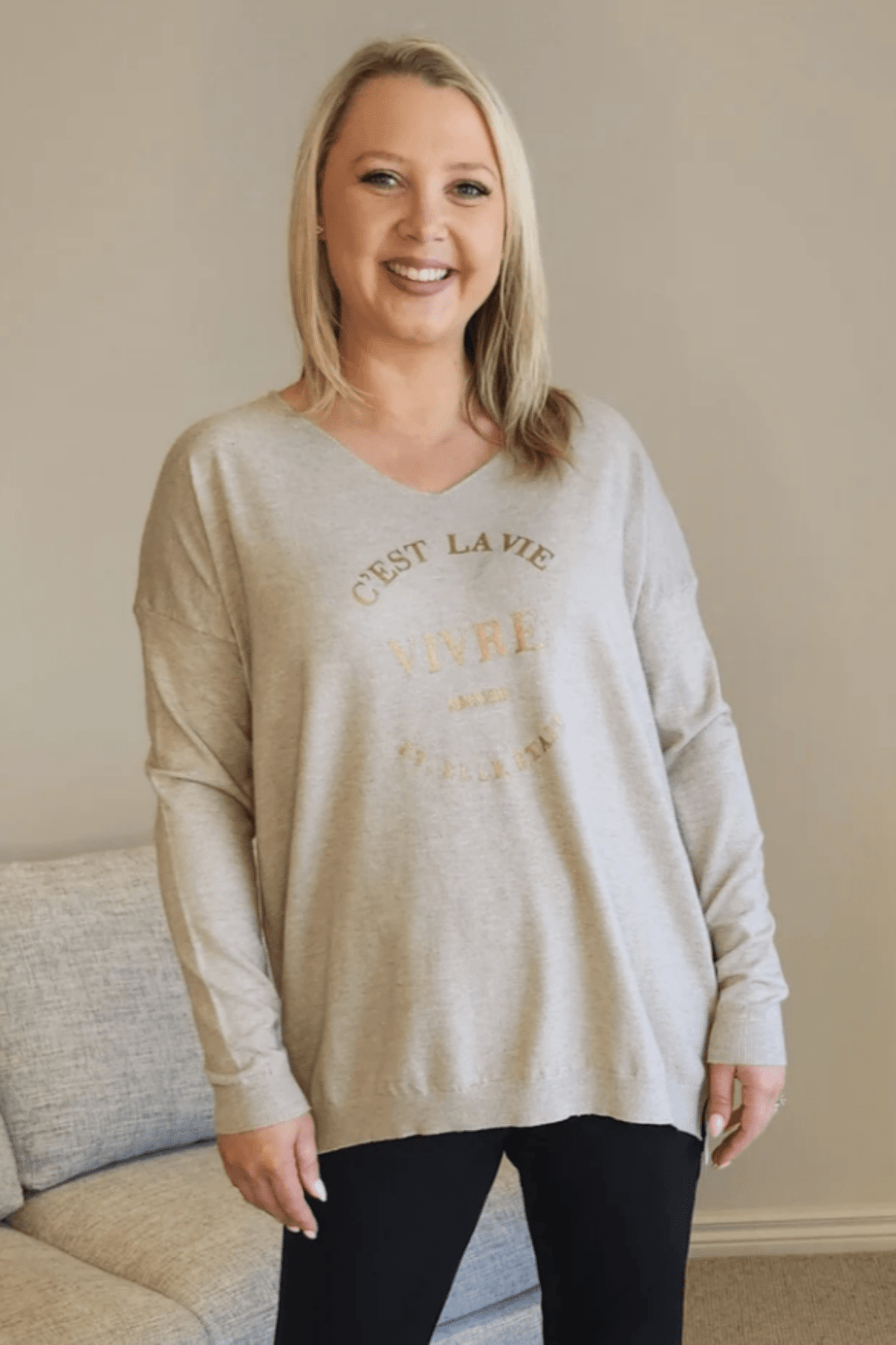 Cest La Vie Sweat - Natural - TZ21 - Pizazz BoutiqueThreadz