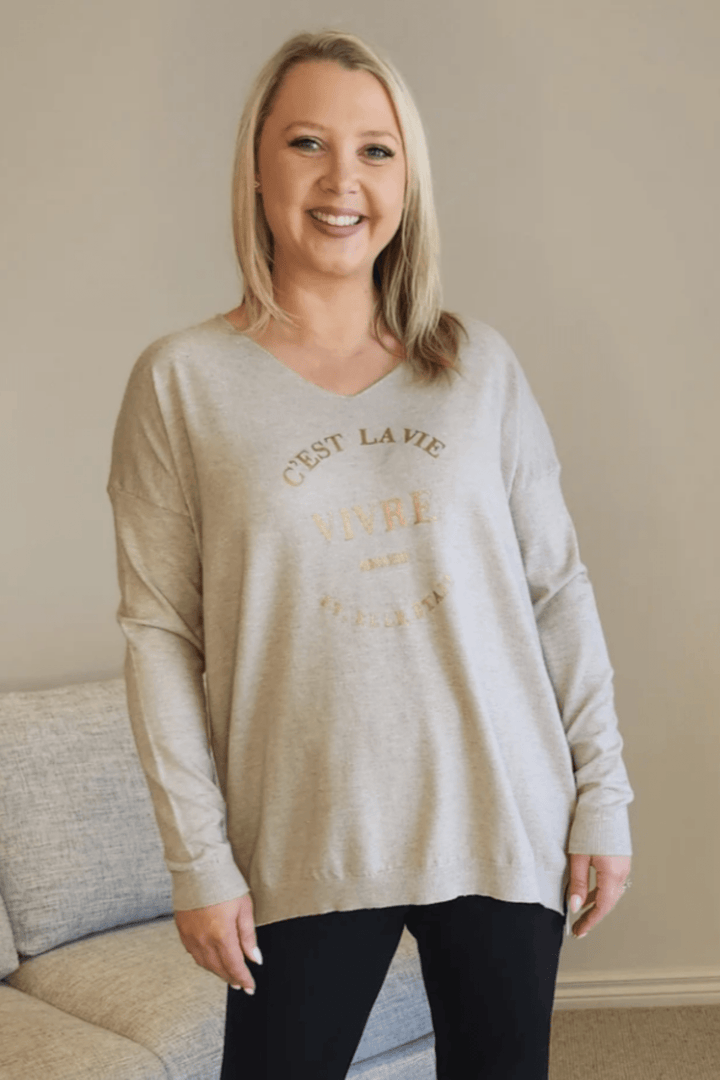 Cest La Vie Sweat - Natural - TZ21 - Pizazz BoutiqueThreadz