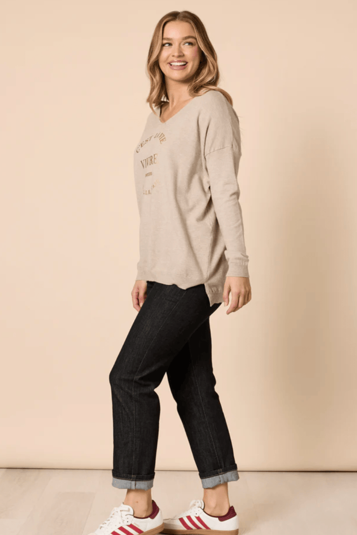 Cest La Vie Sweat - Natural - TZ21 - Pizazz BoutiqueThreadz