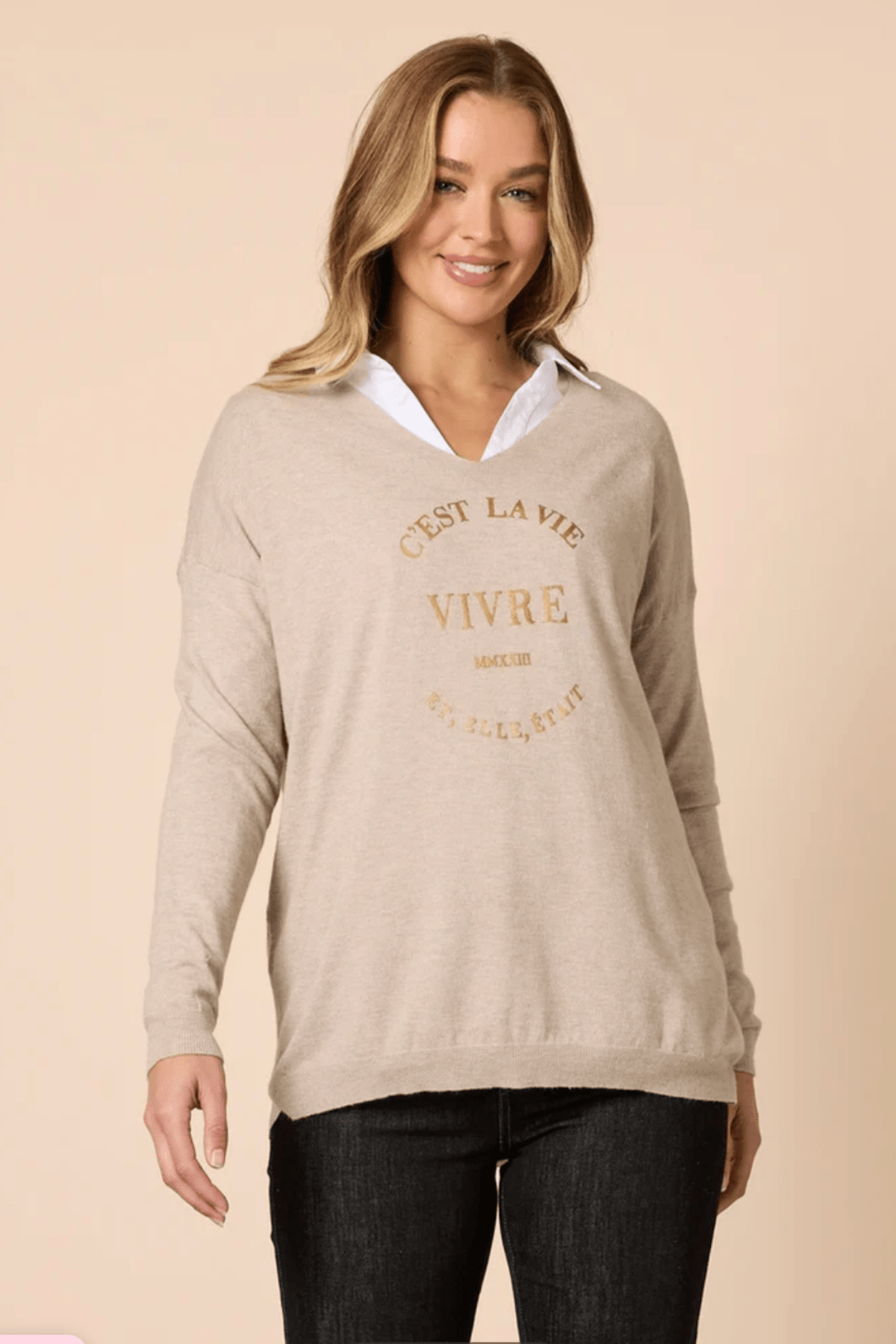 Cest La Vie Sweat - Natural - TZ21 - Pizazz BoutiqueThreadz