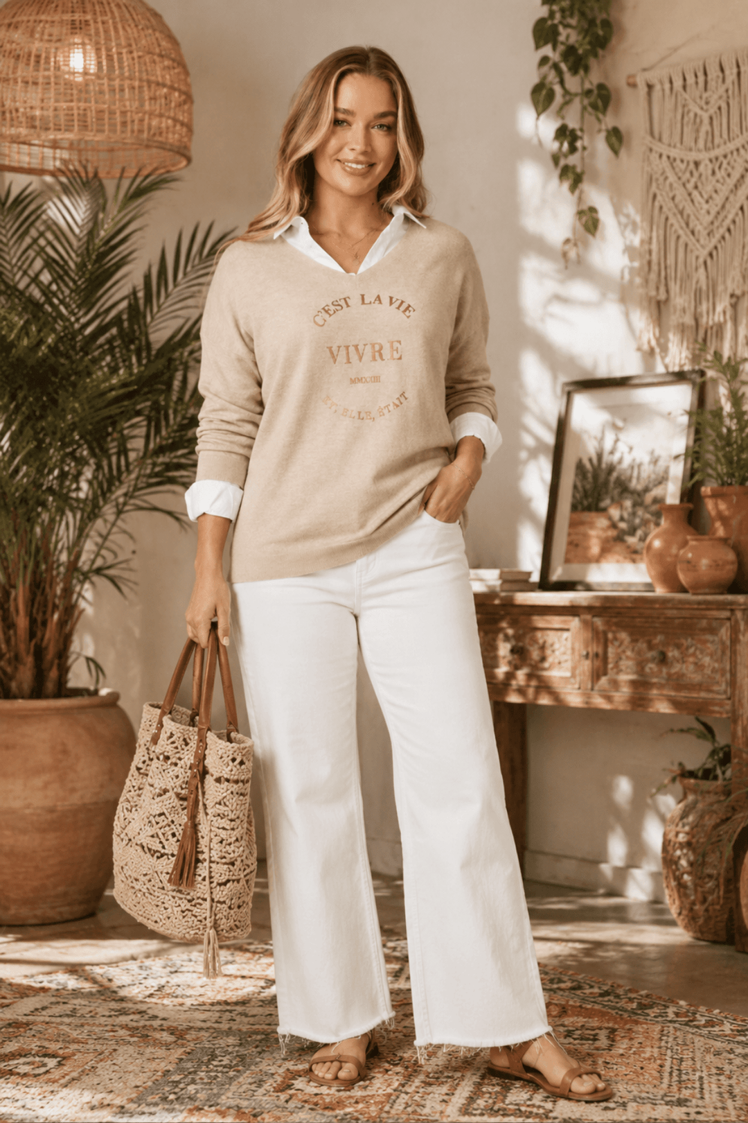 Cest La Vie Sweat - Natural - TZ21 - Pizazz BoutiqueThreadz