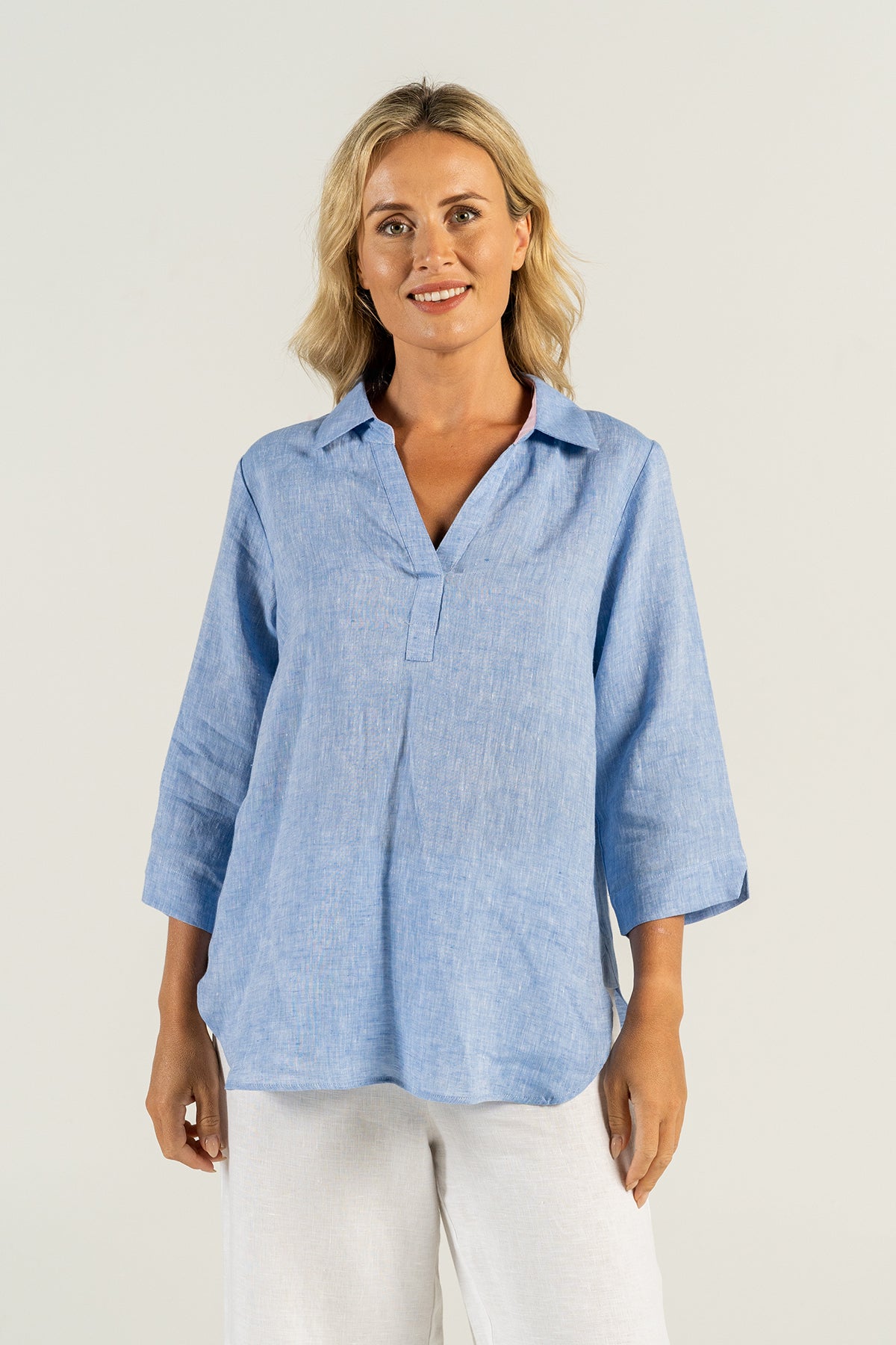 Linen Luxe 3 4 Sleeve Top SS18