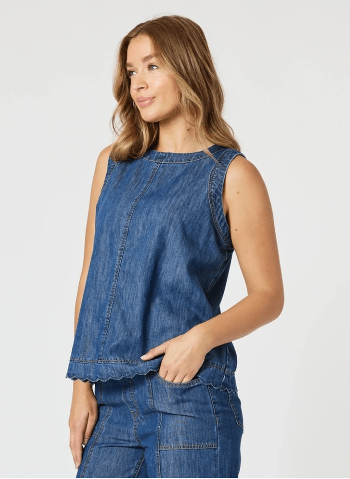 Charlie Denim Top - TZ7 - Pizazz BoutiqueThreadz