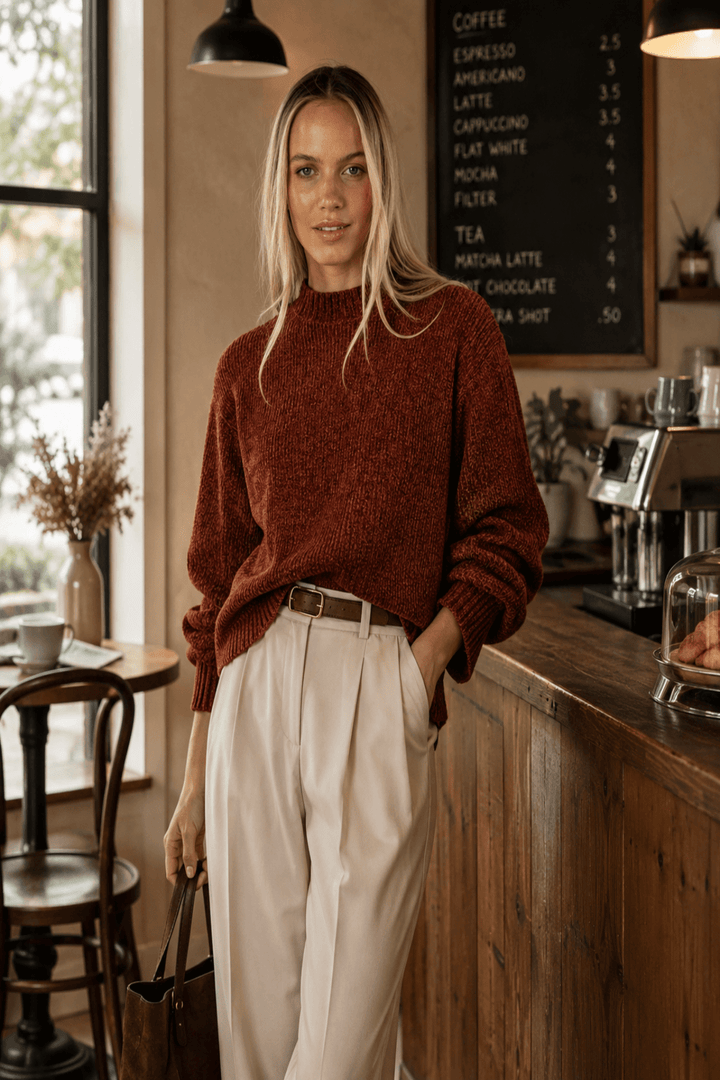 Chenille Jumper - Rust - HM10 - Pizazz BoutiqueHumidity