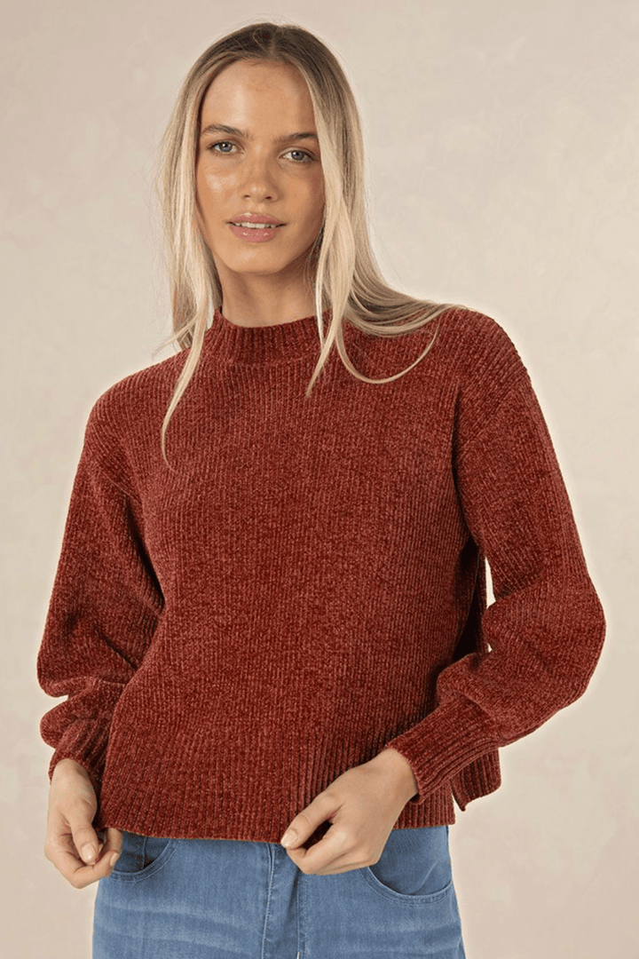 Chenille Jumper - Rust - HM10 - Pizazz BoutiqueHumidity