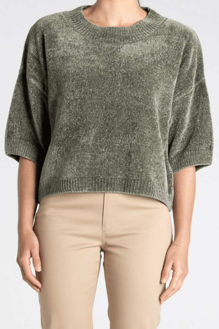 Chenille Knit - Khaki - TT32 - Pizazz BoutiqueTwo - T's