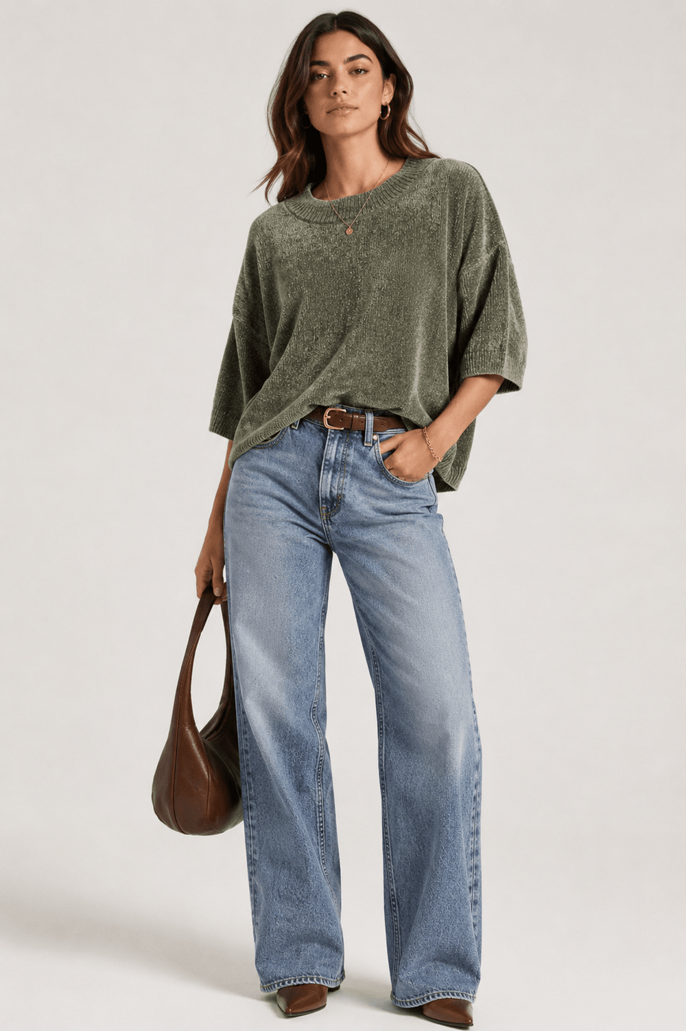 Chenille Knit - Khaki - TT32 - Pizazz BoutiqueTwo - T's