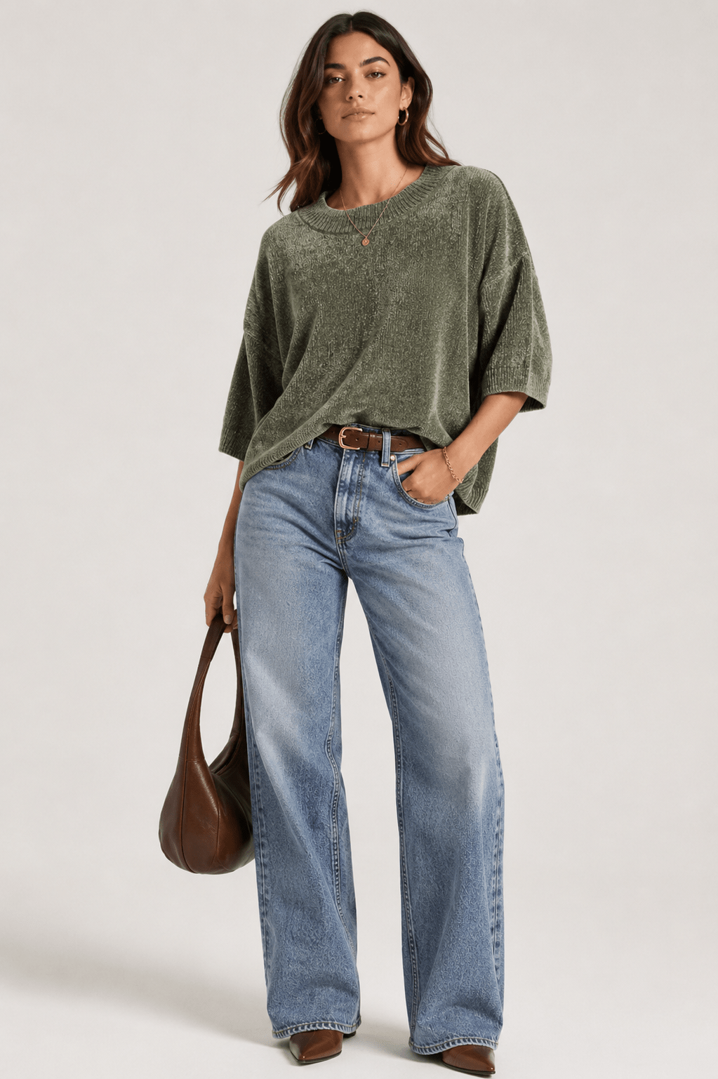 Chenille Knit - Khaki - TT32 - Pizazz BoutiqueTwo - T's