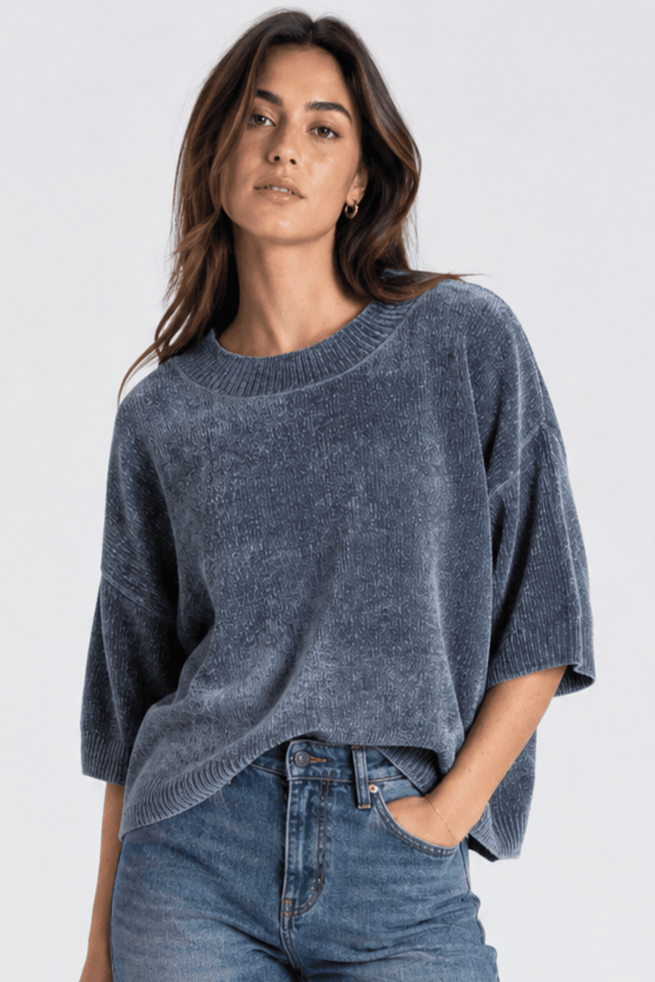 Chenille Knit - Steel - TT32 - Pizazz BoutiqueTwo - T's