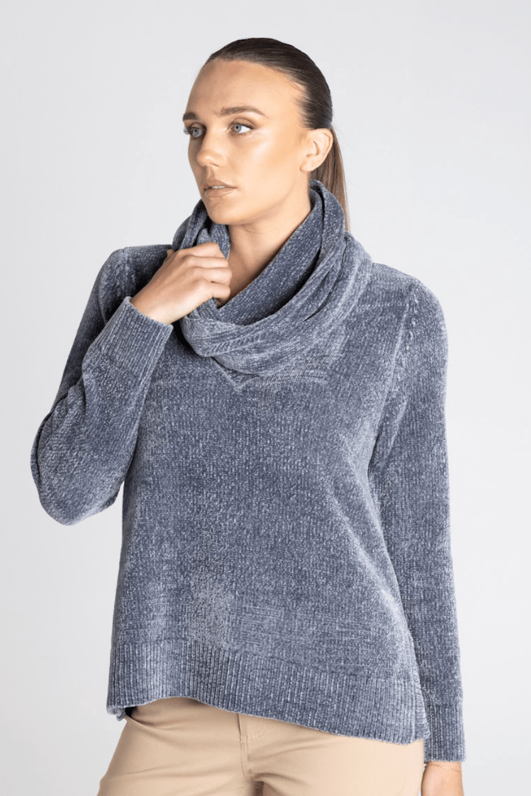 Chenille Snood - Steel - TT29 - Pizazz BoutiqueTwo - T's