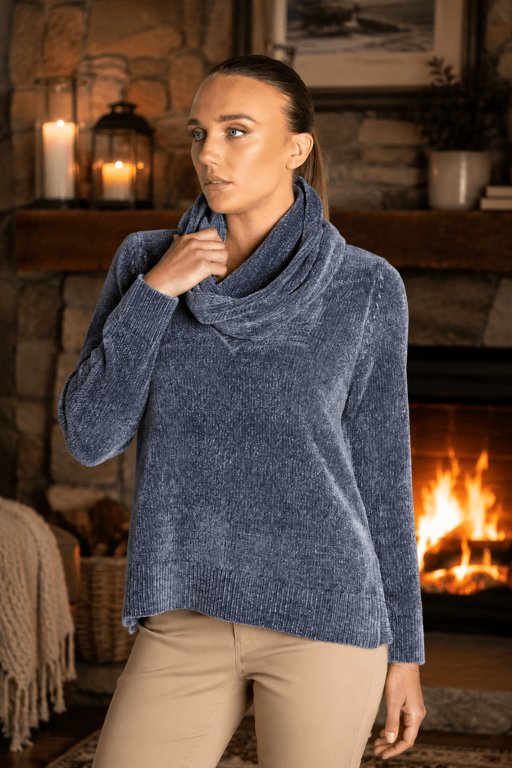 Chenille Snood - Steel - TT29 - Pizazz BoutiqueTwo - T's