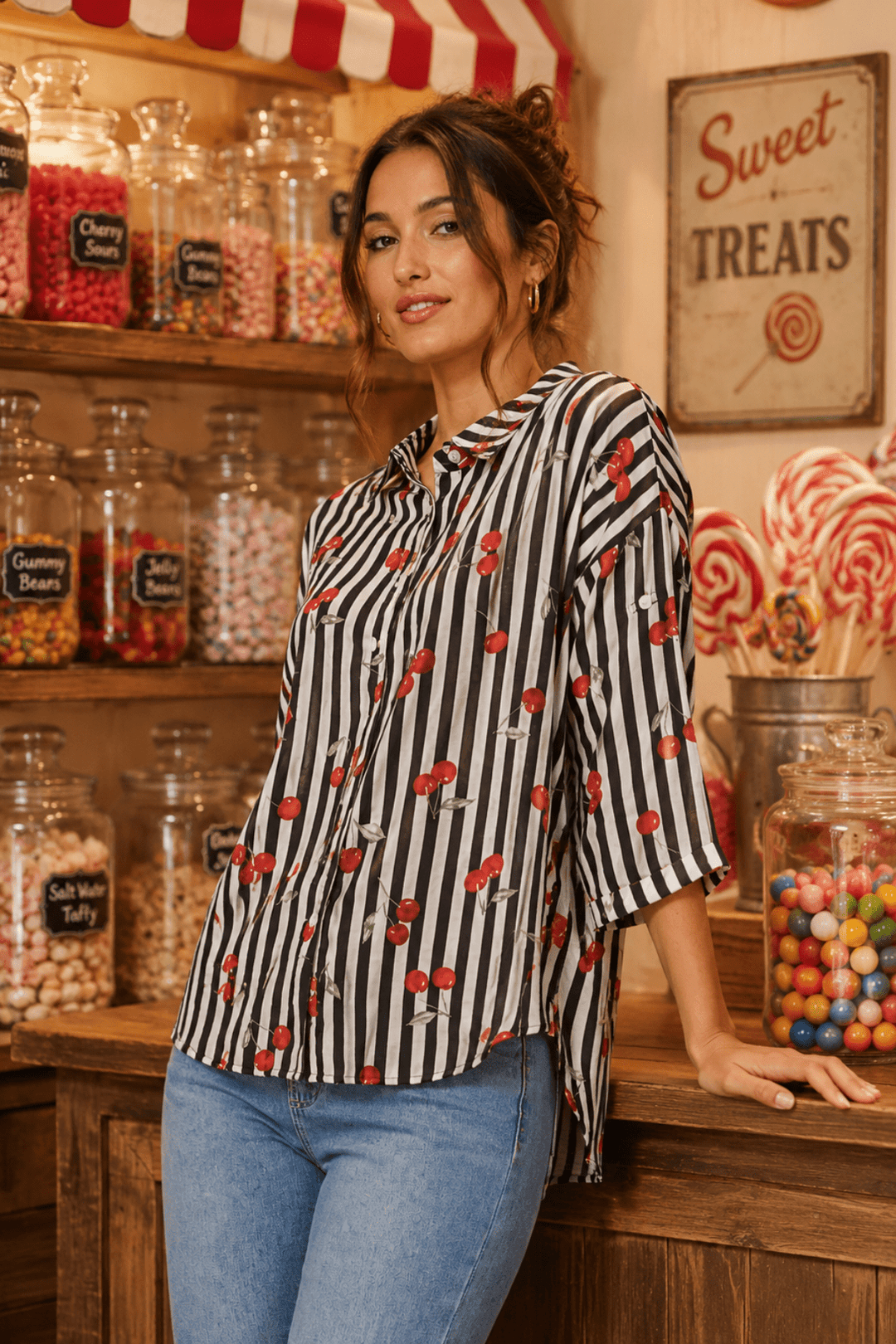 Cherry Shirt - CK23 - Pizazz BoutiqueCaroline Morgan