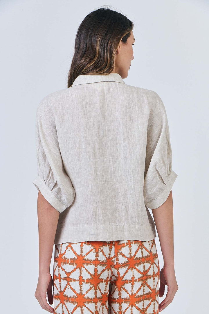 Chloe Linen Shirt - Soybean - OJ16 - Pizazz BoutiqueNaturals By O & J