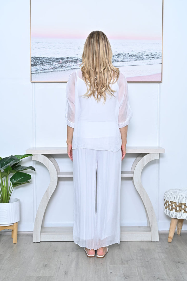 Ciara Shirt - White - CC12 - Pizazz BoutiqueCali & Co