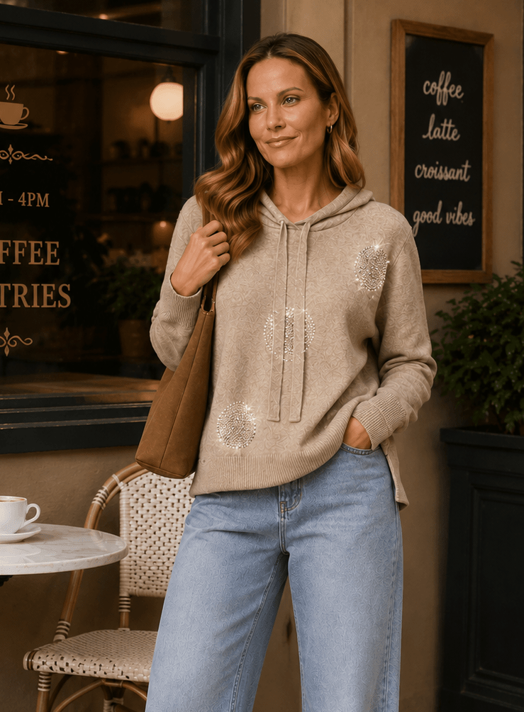 Cirque Hooded Knit - Latte - TZ53 - Pizazz BoutiqueThreadz