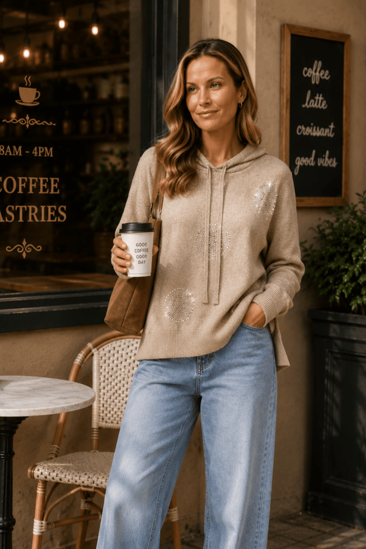 Cirque Hooded Knit - Latte - TZ53 - Pizazz BoutiqueThreadz