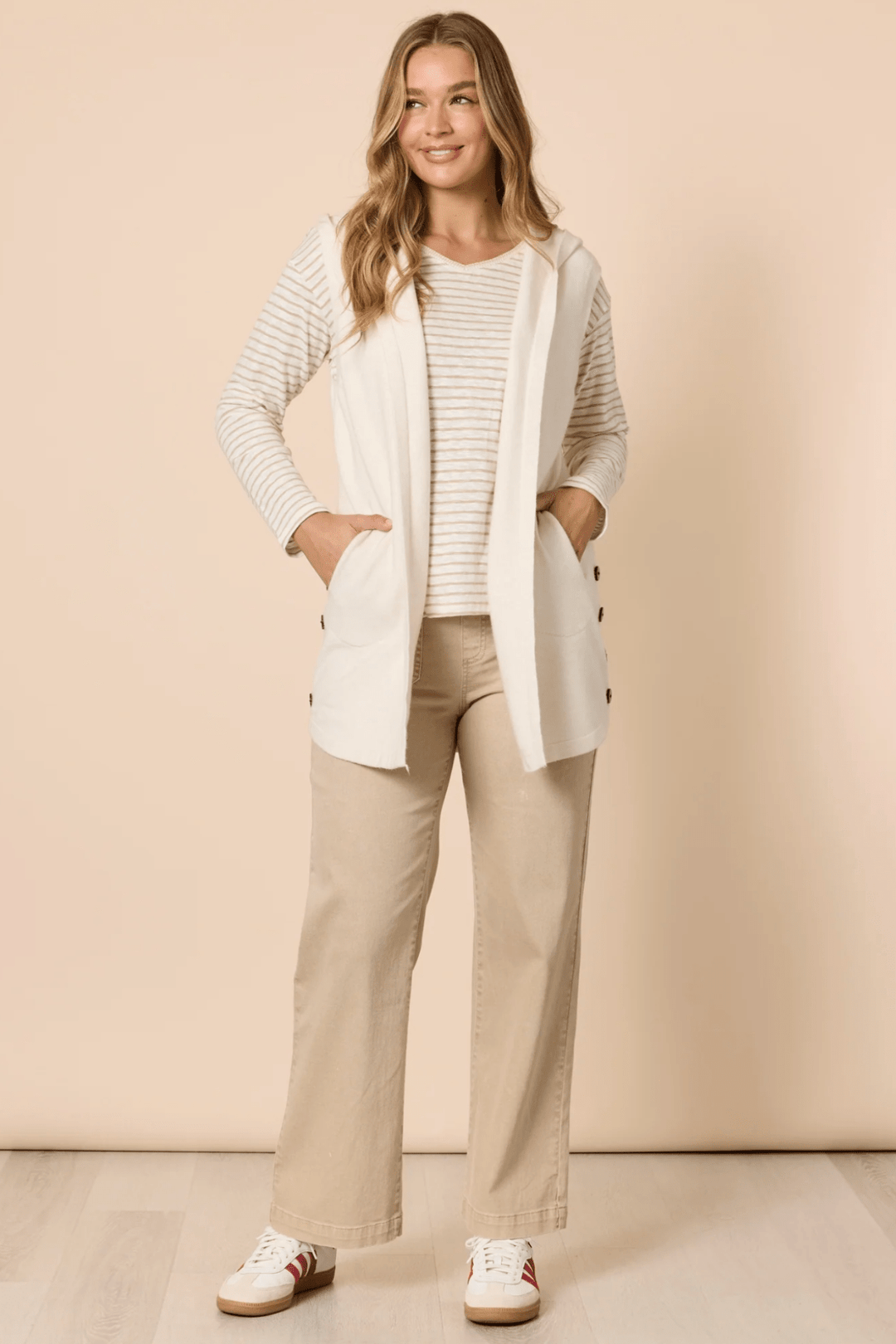 City Stripe Tee - Natural/Ivory - TZ48 - Pizazz BoutiqueThreadz