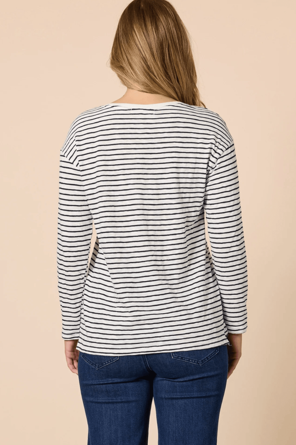 City Stripe Tee - Navy/Ivory - TZ48 - Pizazz BoutiqueThreadz