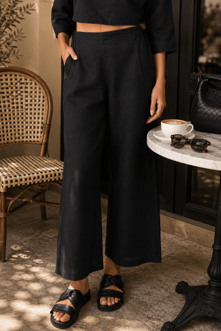 Clara Linen Pant - Black - OJ78 - Pizazz BoutiqueNaturals By O & J
