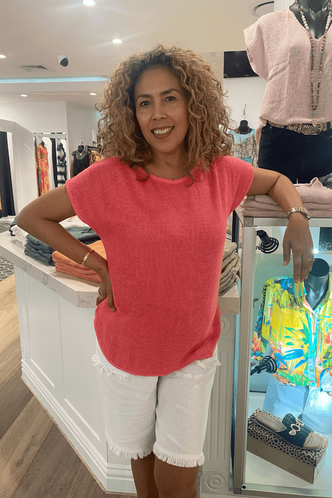 Cleo Hessian Top - Hot Pink - CB30 - Pizazz BoutiqueCarbon The Label