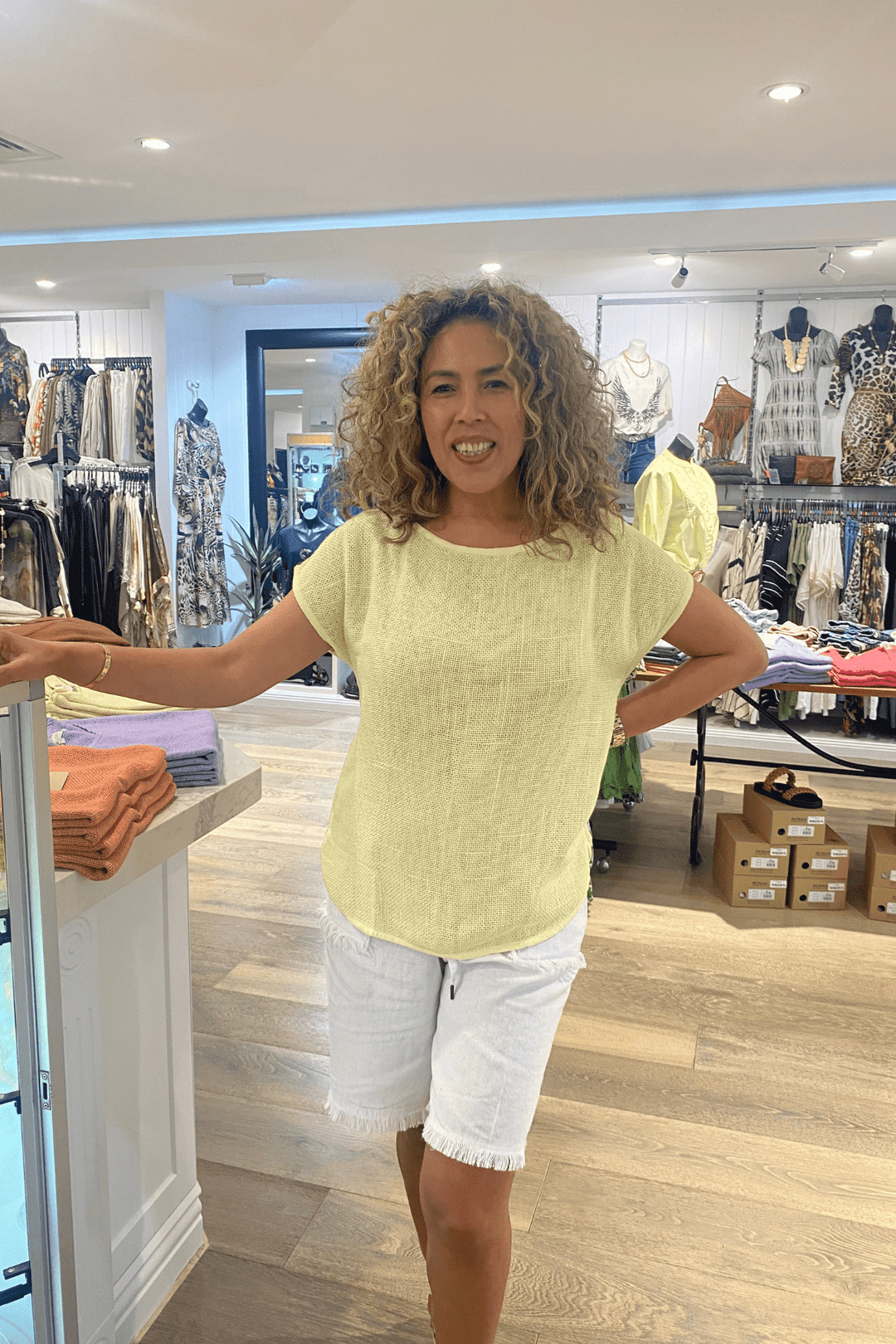 Cleo Hessian Top - Lemon - CB30 - Pizazz BoutiqueCarbon The Label