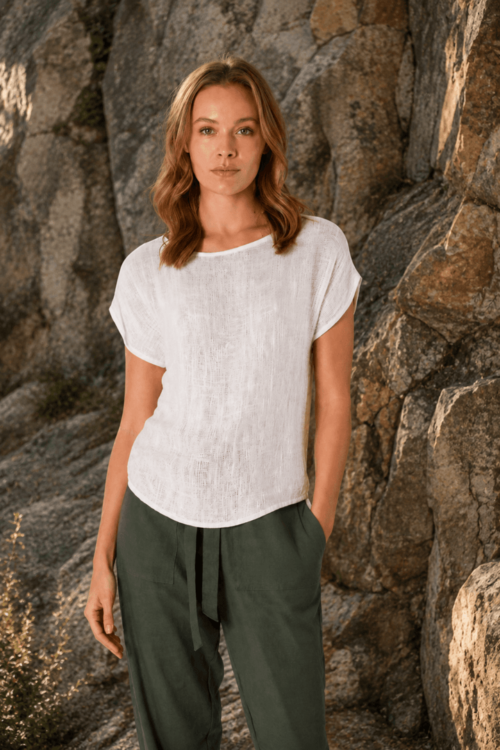 Cleo Hessian Top - Natural - CB30 - Pizazz BoutiqueCarbon The Label