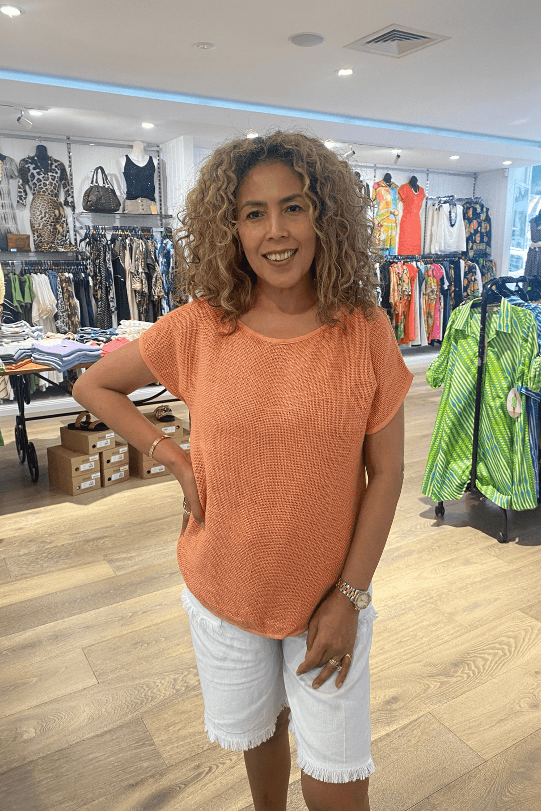 Cleo Hessian Top - Papaya - CB30 - Pizazz BoutiqueCarbon The Label