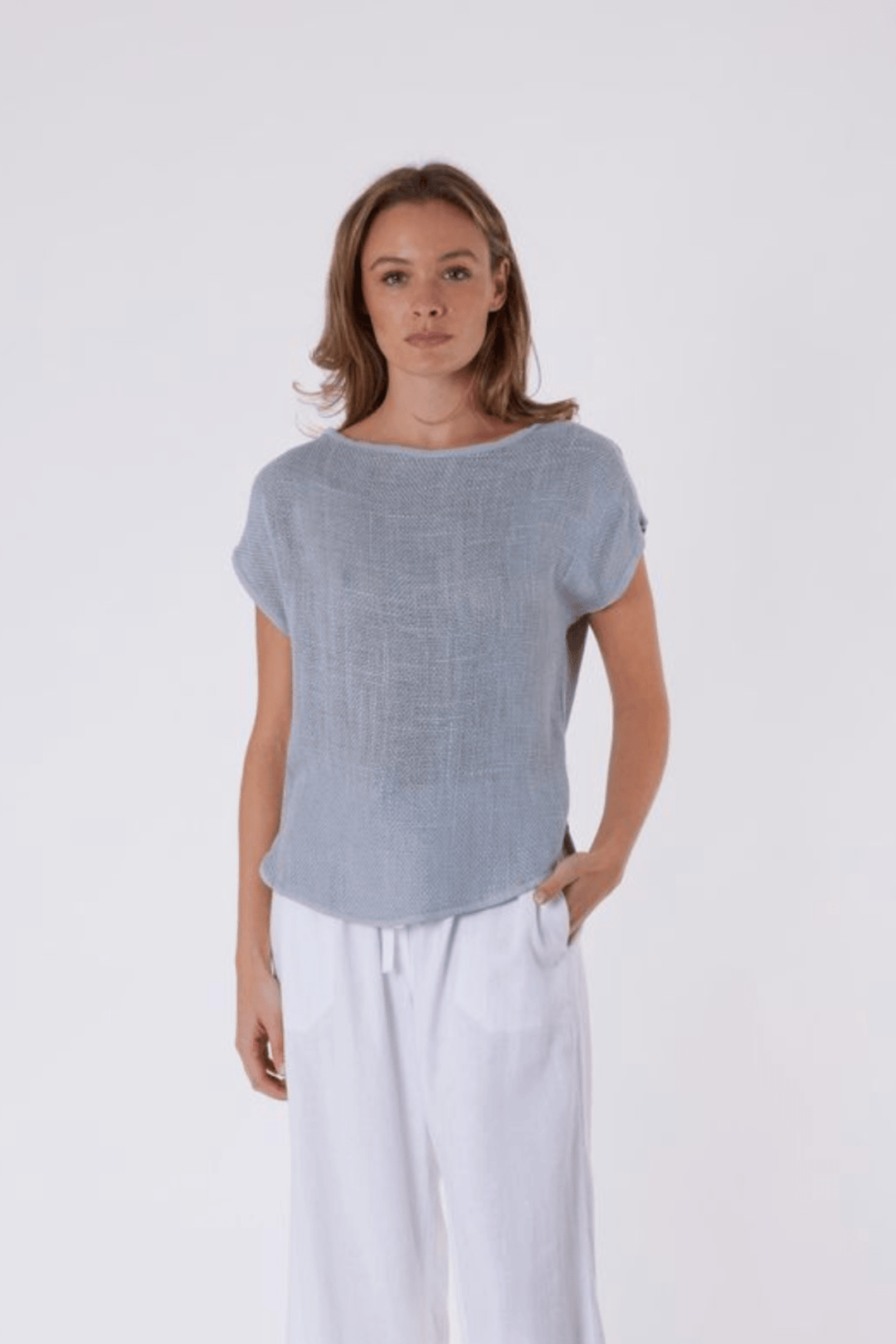 Cleo Hessian Top - Slate Blue - CB30 - Pizazz BoutiqueCarbon The Label
