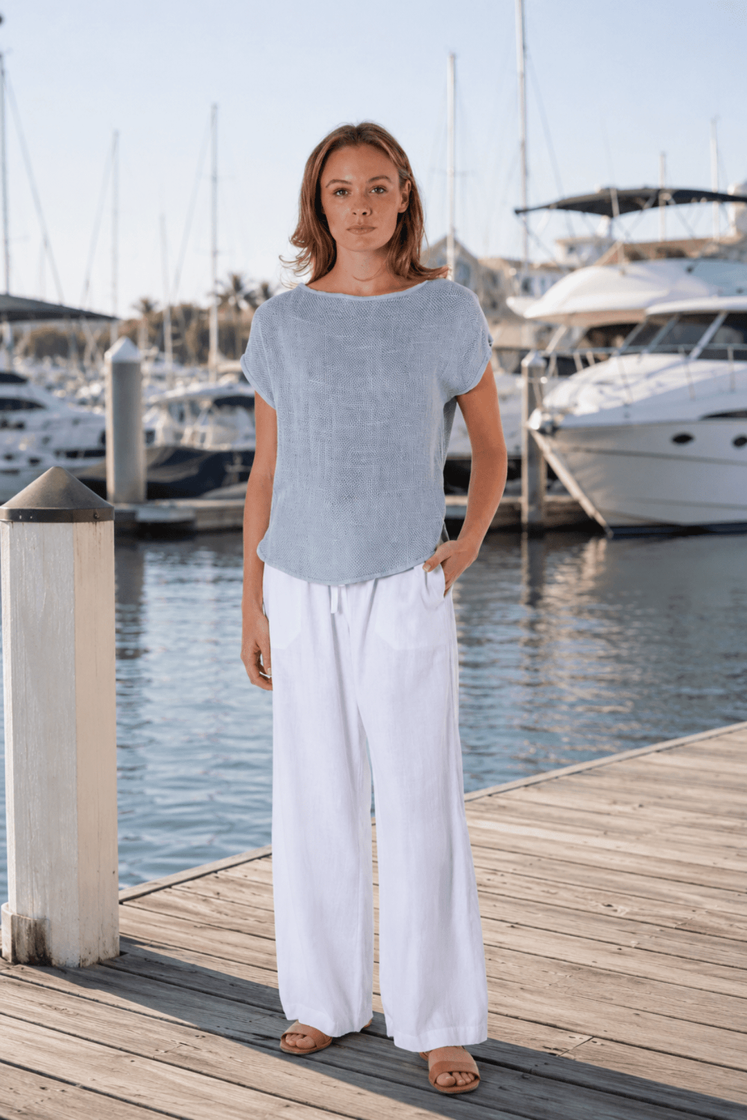 Cleo Hessian Top - Slate Blue - CB30 - Pizazz BoutiqueCarbon The Label