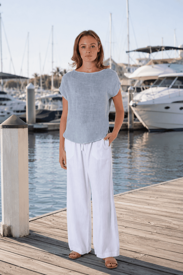 Cleo Hessian Top - Slate Blue - CB30 - Pizazz BoutiqueCarbon The Label