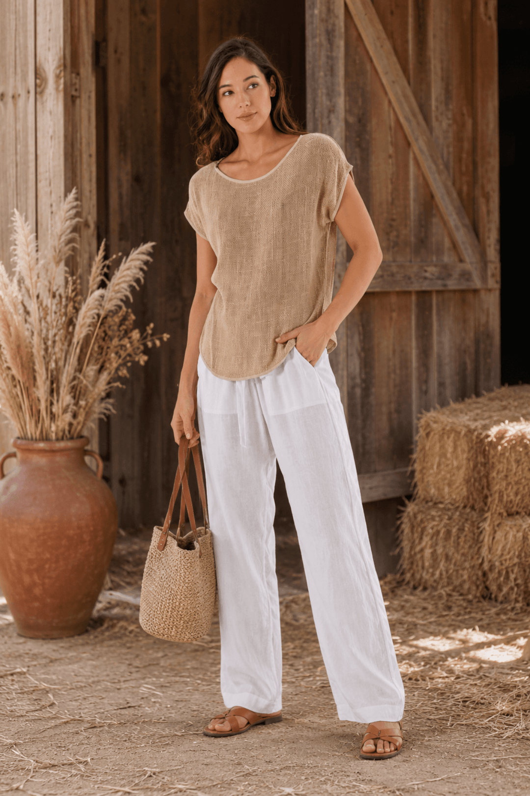 Cleo Hessian Top - Soft Camel - CB30 - Pizazz BoutiqueCarbon The Label