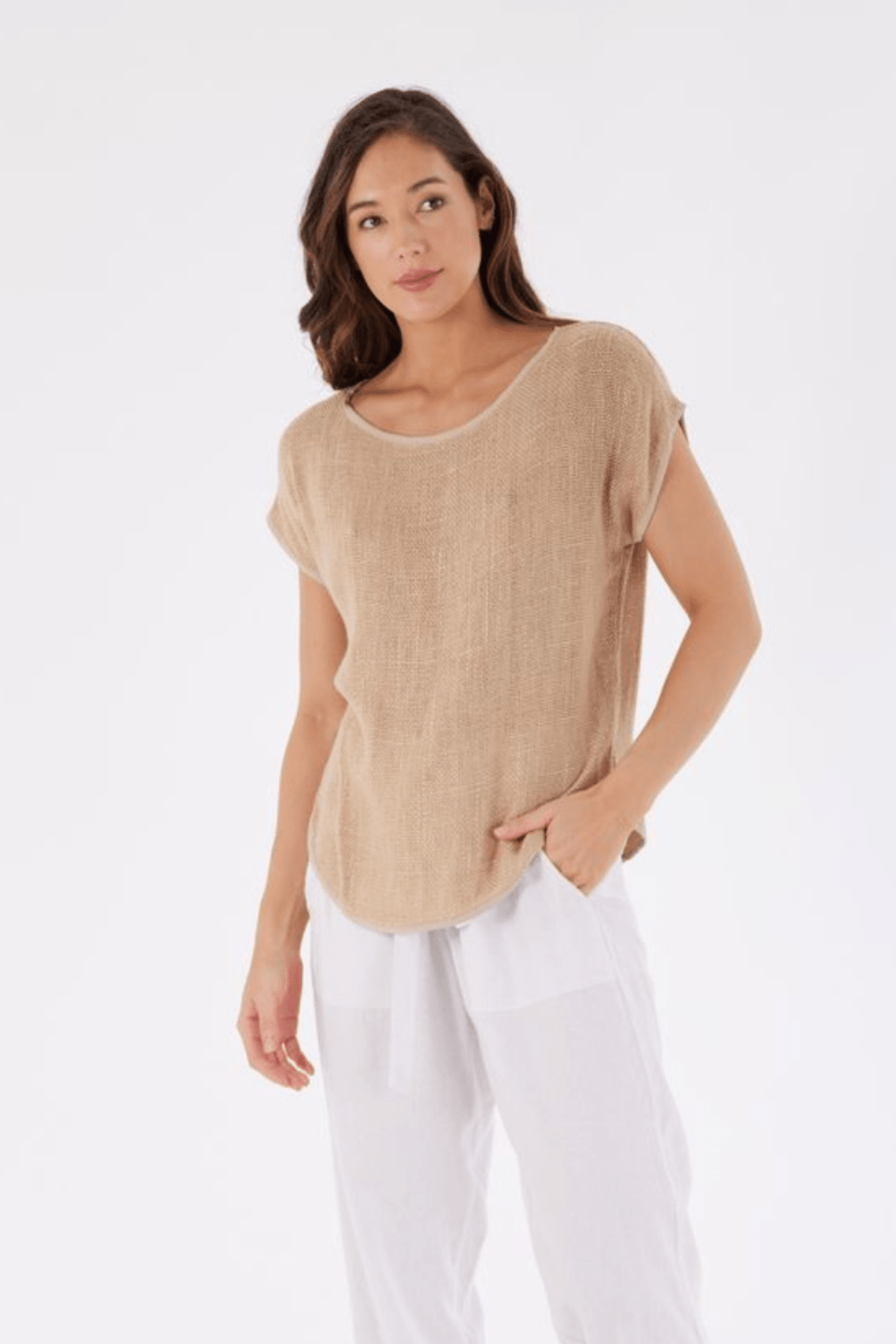 Cleo Hessian Top - Soft Camel - CB30 - Pizazz BoutiqueCarbon The Label