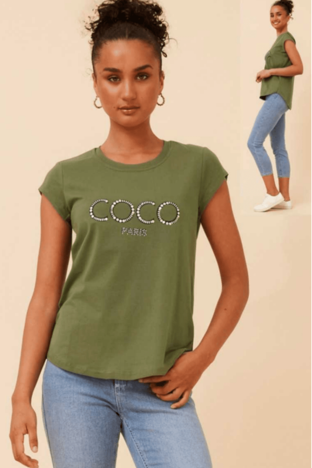 CoCo T-Shirt - Khaki - CK1 - Pizazz BoutiqueCaroline Morgan
