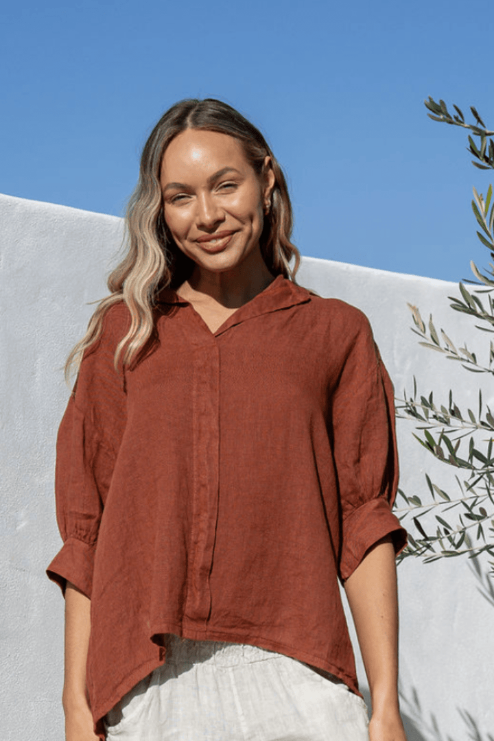 Colazione Linen Top - CoCo - FA23 - Pizazz BoutiqueFree Angel